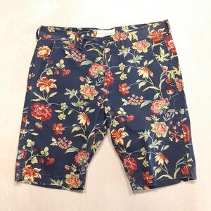 Ralph Lauren Denim Supply Mens Floral Print Chino Shorts 33 Inseam 9" Navy